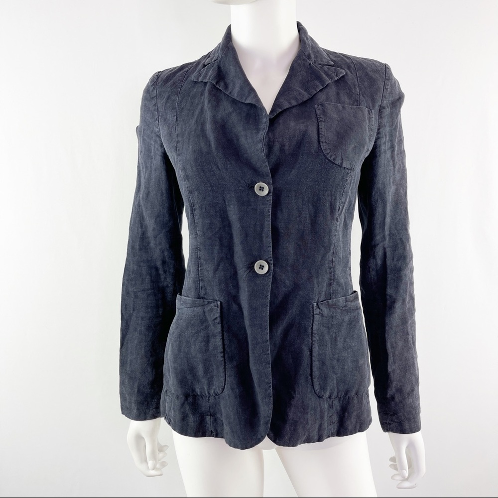 Metradamo Black Linen Blazer Jacket Size 40 US S Summer Business Casual